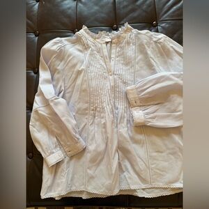 Little Moon Ruffled White Blouse light blue, medium